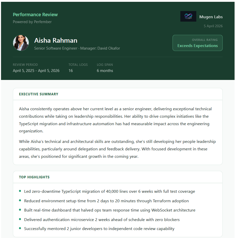 Perfember generated review report